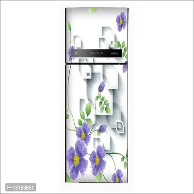 Self Adhesive Fridge Sticker Single/Double Door Full Size (160x60) Cm Fridge Stickers | Refrigerator Wall Stickers for Kitchen Decoration | Sticker for Fridge Door (LeafShapeFlower)-thumb3