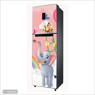 Self Adhesive Fridge Sticker Single/Double Door Full Size (160x60) Cm Fridge Stickers | Refrigerator Wall Stickers for Kitchen Decoration | Sticker for Fridge Door (ElephantRainbow)-thumb3