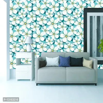 Self Adhesive Wallpapers (BlueFlower) Wall Stickers Extra Large (300x40cm) for Bedroom | Livingroom | Kitchen | Hall Etc-thumb3