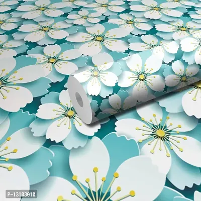 WALLWEAR - Self Adhesive Wallpaper For Walls And Wall Sticker For Home D&eacute;cor (BlueFlower) Extra Large Size (300x40cm) 3D Wall Papers For Bedroom, Livingroom, Kitchen, Hall, Office Etc Decorations