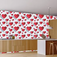 DeCorner - Self Adhesive Wallpaper for Walls (RedWhiteHeart) Extra Large Size (300x40) Cm Wall Stickers for Bedroom | Wall Stickers for Living Room | Wall Stickers for Kitchen | Pack of-1-thumb2