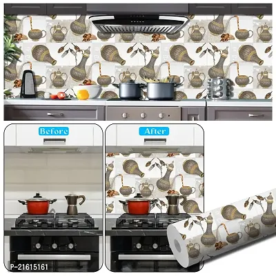 DeCorner-Wallpaper for Kitchen Waterproof | Wallpaper for Kitchen Oil Proof |Kitchen Wallpaper Size (40x200) Cm Decorations Kitchen Self Wallpaper Wall Stickers for Kitchen Wall Kashmiri Tea Tile-thumb5