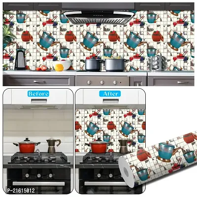 DeCorner -Wallpaper For Kitchen Waterproof |Wallpaper For Kitchen Oil Proof |Kitchen Wallpaper Size (40x200)Cm Diwali Decorations Kitchen Self Wallpaper Wall Stickers For Kitchen Wall |Blue KitchenTea-thumb5