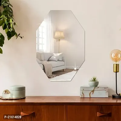 DeCorner -Self Adhesive Plastic Basin Mirror for Wall Stickers (30x20) cm Frameless Flexible Mirror for Bathroom | Bedroom | Living Room ( WS | Octagon Mirror) Mirror Wall Decor