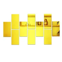 DeCorner Self Adhesive Mirror Wall Stickers | Pack of (10 Big Frame Gold) 3D Acrylic Decorative Mirror Stickers, Mirror for Wall | Home | Bedroom | Bathroom | Kitchen | Festivals Decoration.-thumb3