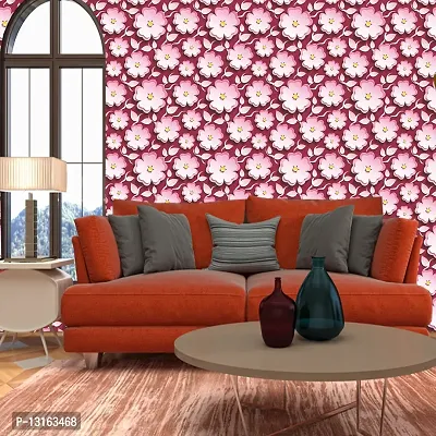 Self Adhesive Wallpapers (PinkFlower) Wall Stickers Extra Large (300x40cm) for Bedroom | Livingroom | Kitchen | Hall Etc-thumb3