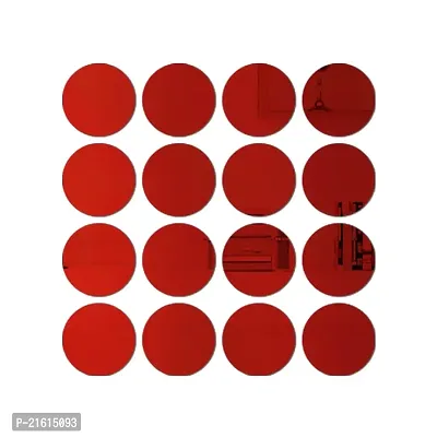 DeCorner Mirror Stickers for Wall | Pack of (A-16 Circle Red) Size-15cm -3D Acrylic Decorative Mirror Wall Stickers, Mirror for Wall | Home | Almira | Bedroom | Livingroom | Kitchen | KidsRoom Etc.