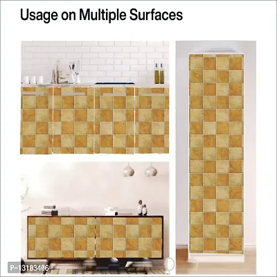 WALLWEAR - Self Adhesive Wallpaper For Walls And Wall Sticker For Home D&eacute;cor (YellowGoldSqaure) Extra Large Size (300x40cm) 3D Wall Papers For Bedroom, Livingroom, Kitchen, Hall, Office Etc Decorations-thumb5