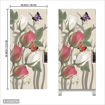 Self Adhesive Almirah Stickers, Wall Stickers, Decorative Sticker Wallpaper for Home Wardrobe Doors (DayRoseFlyAlmira) PVC Vinyl Size Large (39 x 84 Inch)-thumb2