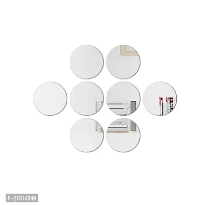 DeCorner Mirror Stickers For Wall | Pack Of (A-8 Circle Silver) Size-15cm - 3D Acrylic Decorative Mirror Wall Stickers, Mirror For Wall | Home | Almira | Bedroom | Livingroom | Kitchen | KidsRoom Etc.