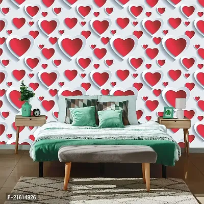 DeCorner - Self Adhesive Wallpaper for Walls (RedWhiteHeart) Extra Large Size (300x40) Cm Wall Stickers for Bedroom | Wall Stickers for Living Room | Wall Stickers for Kitchen | Pack of-1-thumb4