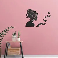 DeCorner - Angel Fairy with Butterfly Black | 3D Mirror Decorative Acrylic Wall Sticker Size- (45x34) Cm - Mirror Stickers for Wall | Wall Mirror Sticker | Acrylic Stickers | Wall Stickers for Home-thumb3