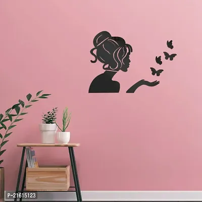 DeCorner - Angel Fairy with Butterfly Black | 3D Mirror Decorative Acrylic Wall Sticker Size- (45x34) Cm - Mirror Stickers for Wall | Wall Mirror Sticker | Acrylic Stickers | Wall Stickers for Home-thumb4