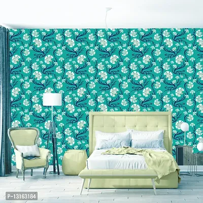 Self Adhesive Wallpapers (AquaGreenFlower) Wall Stickers Extra Large (300x40cm) for Bedroom | Livingroom | Kitchen | Hall Etc-thumb4