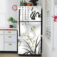 Self Adhesive Fridge Sticker Single/Double Door Full Size (160x60) Cm Fridge Stickers | Refrigerator Wall Stickers for Kitchen Decoration | Sticker for Fridge Door (ChineseGrass)-thumb3