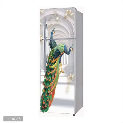 Self Adhesive Fridge Sticker Single/Double Door Full Size (160x60) Cm Fridge Stickers | Refrigerator Wall Stickers for Kitchen Decoration | Sticker for Fridge Door (DoublePeacock)-thumb3