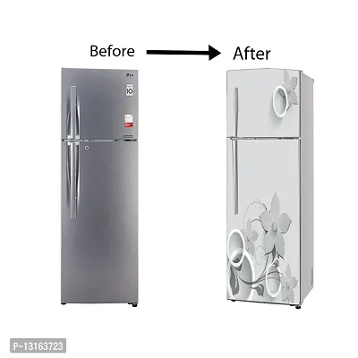 Self Adhesive Fridge Sticker Single/Double Door Full Size (160x60) Cm Fridge Stickers | Refrigerator Wall Stickers for Kitchen Decoration | Sticker for Fridge Door (SlateyFlower)-thumb5