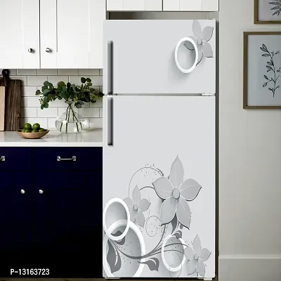 Self Adhesive Fridge Sticker Single/Double Door Full Size (160x60) Cm Fridge Stickers | Refrigerator Wall Stickers for Kitchen Decoration | Sticker for Fridge Door (SlateyFlower)