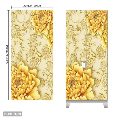 Self Adhesive Almirah Stickers, Wall Stickers, Decorative Sticker Wallpaper for Home Wardrobe Doors (MarieGoldAlmira) PVC Vinyl Size Large (39 x 84 Inch)-thumb2