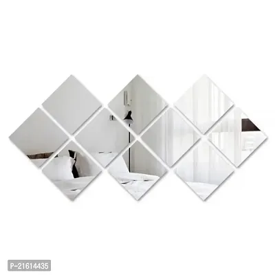 DeCorner- 10 Very Big Square Silver Mirror Wall Stickers For Wall Size (15x15)Cm Acrylic Mirror For Wall Stickers for Bedroom | Bathroom | Living Room Decoration Items (Pack of -10VeryBigSquareSilver)