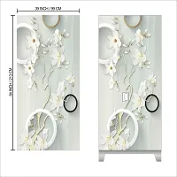 Self Adhesive Almirah Stickers, Wall Stickers, Decorative Sticker Wallpaper for Home Wardrobe Doors (WhiteJasmineAlmira) PVC Vinyl Size Large (39 x 84 Inch)-thumb1