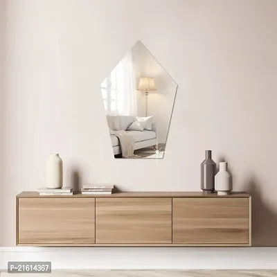 DeCorner -Self Adhesive Plastic Basin Mirror for Wall Stickers (30x20) cm Frameless Flexible Mirror for Bathroom | Bedroom | Living Room ( WQ | Pentagon Mirror) Mirror Wall Decor-thumb0