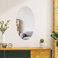 DeCorner -Self Adhesive Plastic Oval Mirror for Wall Stickers (30x20) cm Frameless Flexible Mirror for Bathroom | Bedroom | Living Room (C-OvalMirror) Mirror Wall Decor-thumb1