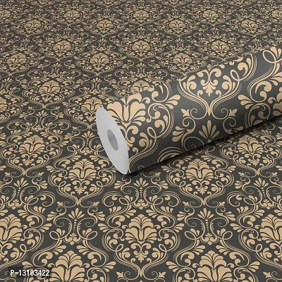 WALLWEAR - Self Adhesive Wallpaper For Walls And Wall Sticker For Home D&eacute;cor (BlackAndGold) Extra Large Size (300x40cm) 3D Wall Papers For Bedroom, Livingroom, Kitchen, Hall, Office Etc Decorations