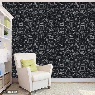 Self Adhesive Wallpapers (CoffeeSketch) Wall Stickers Extra Large (300x40cm) for Bedroom | Livingroom | Kitchen | Hall Etc-thumb3