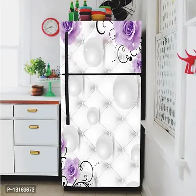 Self Adhesive Fridge Sticker Single/Double Door Full Size (160x60) Cm Fridge Stickers | Refrigerator Wall Stickers for Kitchen Decoration | Sticker for Fridge Door (FlowerBalls)-thumb4