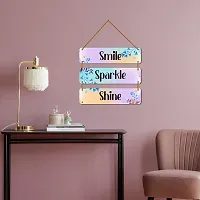 DeCorner Decorative Wooden Printed all Hanger | Wall Decor for Living Room | Wall Hangings for Home Decoration | Bedroom Wall Decor | Wooden Wall Hangings Home.(Smile Sparkle Shine)-thumb3