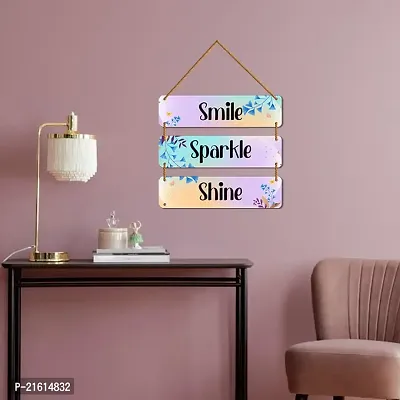 DeCorner Decorative Wooden Printed all Hanger | Wall Decor for Living Room | Wall Hangings for Home Decoration | Bedroom Wall Decor | Wooden Wall Hangings Home.(Smile Sparkle Shine)-thumb4