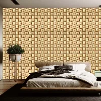 Self Adhesive Wallpapers (GoldenStripsSquare) Wall Stickers Extra Large (300x40cm) for Bedroom | Livingroom | Kitchen | Hall Etc-thumb3