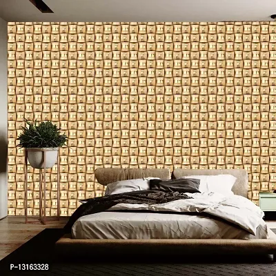 Self Adhesive Wallpapers (GoldenStripsSquare) Wall Stickers Extra Large (300x40cm) for Bedroom | Livingroom | Kitchen | Hall Etc-thumb4