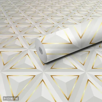 WALLWEAR - Self Adhesive Wallpaper For Walls And Wall Sticker For Home D&eacute;cor (GoldenTriangle) Extra Large Size (300x40cm) 3D Wall Papers For Bedroom, Livingroom, Kitchen, Hall, Office Etc Decorations