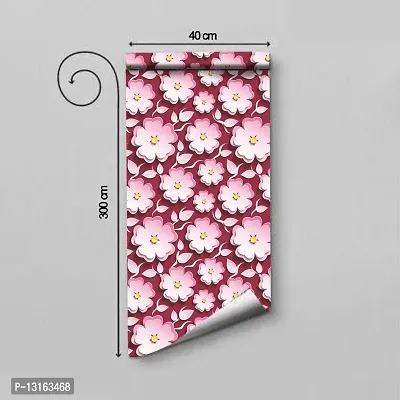 Self Adhesive Wallpapers (PinkFlower) Wall Stickers Extra Large (300x40cm) for Bedroom | Livingroom | Kitchen | Hall Etc-thumb2