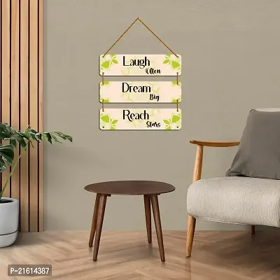 DeCorner Decorative Wooden Printed all Hanger | Wall Decor for Living Room | Wall Hangings for Home Decoration | Bedroom Wall Decor | Wooden Wall Hangings Home.(Laugh Dream Reach)-thumb4