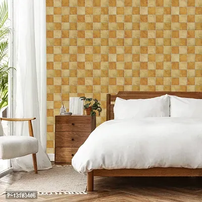 WALLWEAR - Self Adhesive Wallpaper For Walls And Wall Sticker For Home D&eacute;cor (YellowGoldSqaure) Extra Large Size (300x40cm) 3D Wall Papers For Bedroom, Livingroom, Kitchen, Hall, Office Etc Decorations-thumb3