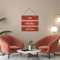 DeCorner Decorative Wooden Printed all Hanger | Wall Decor for Living Room | Wall Hangings for Home Decoration | Bedroom Wall Decor | Wooden Wall Hangings Home.(Start The Day With Smile)-thumb2