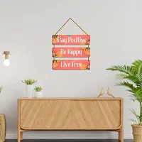 DeCorner Decorative Wooden Printed all Hanger | Wall Decor for Living Room | Wall Hangings for Home Decoration | Bedroom Wall Decor | Wooden Wall Hangings Home.(Stay Positive Be Happy)-thumb1