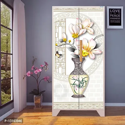 Self Adhesive Almirah Stickers, Wall Stickers, Decorative Sticker Wallpaper for Home Wardrobe Doors (RoyalPotAlmira) PVC Vinyl Size Large (39 x 84 Inch)