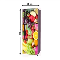 Self Adhesive Fridge Sticker Single/Double Door Full Size (160x60) Cm Fridge Stickers | Refrigerator Wall Stickers for Kitchen Decoration | Sticker for Fridge Door (Fruits)-thumb1