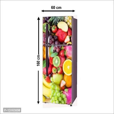 Self Adhesive Fridge Sticker Single/Double Door Full Size (160x60) Cm Fridge Stickers | Refrigerator Wall Stickers for Kitchen Decoration | Sticker for Fridge Door (Fruits)-thumb2