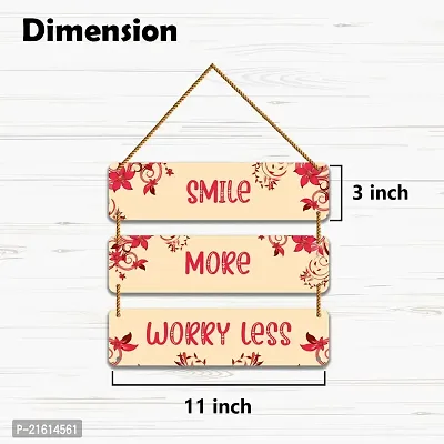 DeCorner Decorative Wooden Printed all Hanger | Wall Decor for Living Room | Wall Hangings for Home Decoration | Bedroom Wall Decor | Wooden Wall Hangings Home.(Smile More Worry Less-thumb4