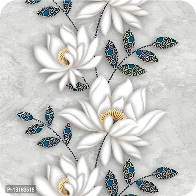 Self Adhesive Wallpapers (SilverLotusFlower) Wall Stickers Extra Large (300x40cm) for Bedroom | Livingroom | Kitchen | Hall Etc