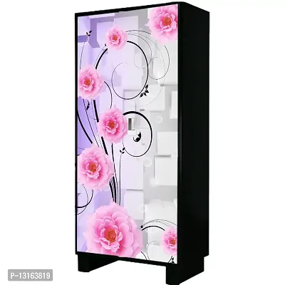 Self Adhesive Almirah Stickers, Wall Stickers, Decorative Sticker Wallpaper for Home Wardrobe Doors (GulabiFoolBoxAlmira) PVC Vinyl Size Large (39 x 84 Inch)-thumb4