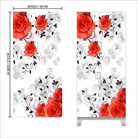 Self Adhesive Almirah Stickers, Wall Stickers, Decorative Sticker Wallpaper for Home Wardrobe Doors (RedRoseAlmira) PVC Vinyl Size Large (39 x 84 Inch)-thumb1