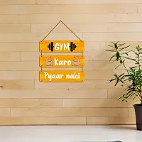 DeCorner Decorative Wooden Printed all Hanger | Wall Hanging Decor | Wall Decor | Wall Decorative Showpiece (30x30) Cm Wall Decor Hanging| Funky Slogan (Gym Karo Pyaar Nahi).-thumb2