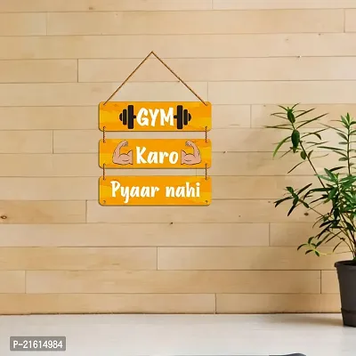 DeCorner Decorative Wooden Printed all Hanger | Wall Hanging Decor | Wall Decor | Wall Decorative Showpiece (30x30) Cm Wall Decor Hanging| Funky Slogan (Gym Karo Pyaar Nahi).-thumb3