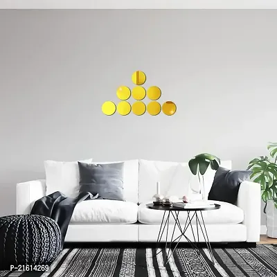 DeCorner Mirror Stickers for Wall | Pack of (9 Circle Gold) Size-15cm - 3D Acrylic Decorative Mirror Wall Stickers, Mirror for Wall | Home | Almira | Bedroom | Livingroom | Kitchen | KidsRoom Etc.